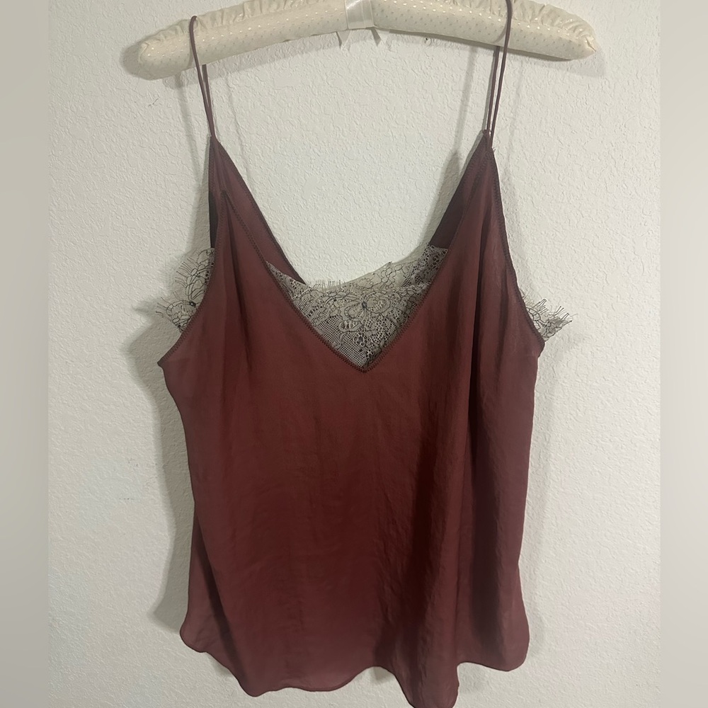 Free People Deep V Bandeau Top in Copper Red